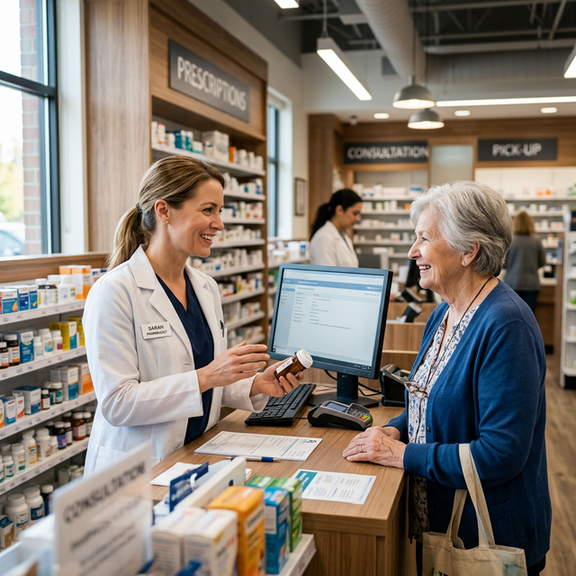 Pharmacist consulting a patient