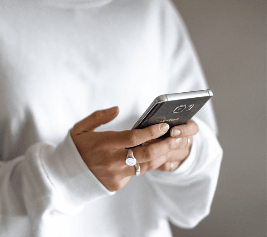 A patient opening a payment link on their phone